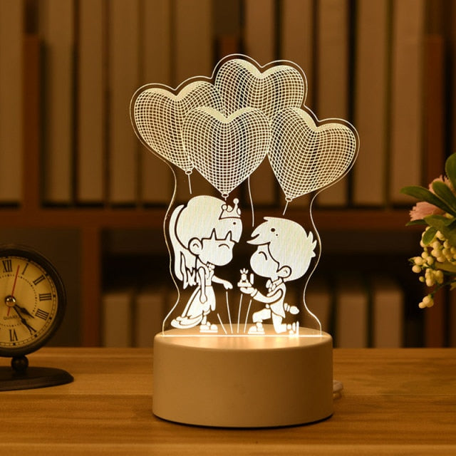 Lampe 3D en acrylique , veilleuse d'amour
